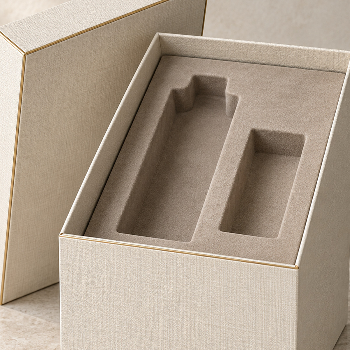 Tall Rigid Lid & Base Presentation Box craftsmanship detail